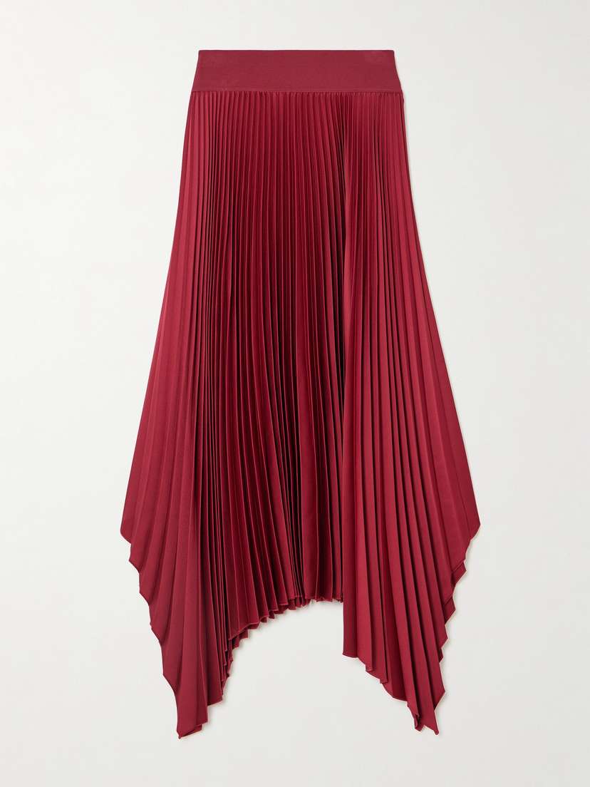 Joseph Ade Asymmetric Recycled Plissé-crepe Midi Skirt