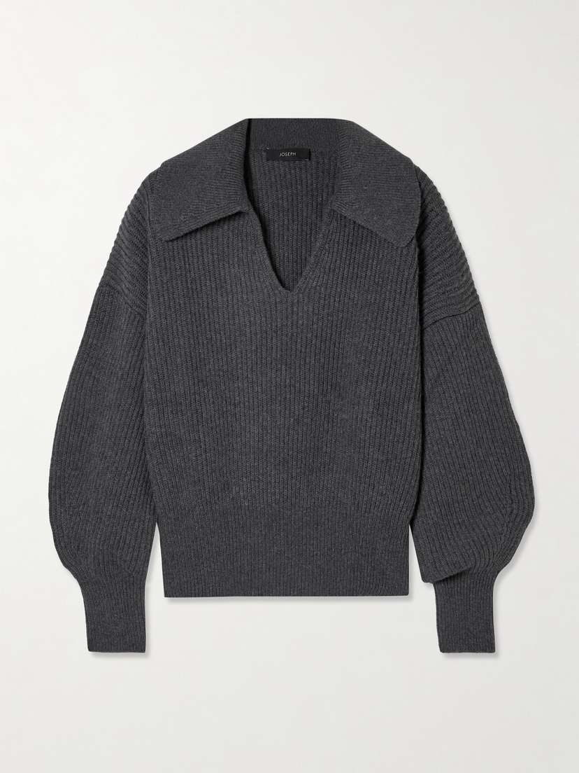 Joseph Ribbed Wool, Silk And Cashmere-blend Polo Sweater
