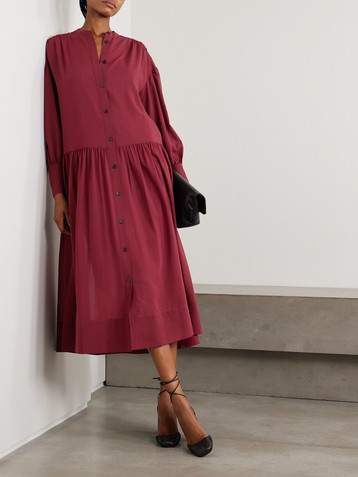 JOSEPH Emma belted wool-blend crepe midi dress