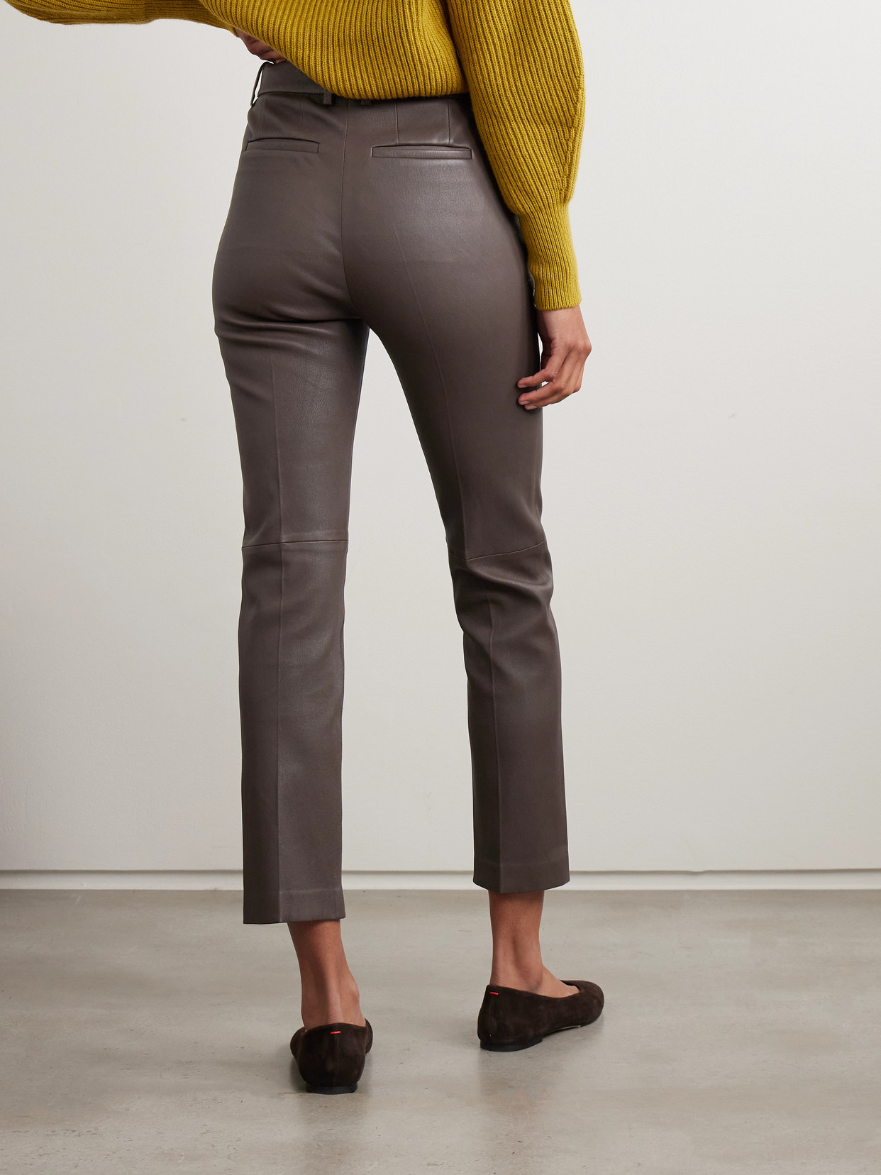 Joseph Coleman Leather Slim-fit Pants In Neutral