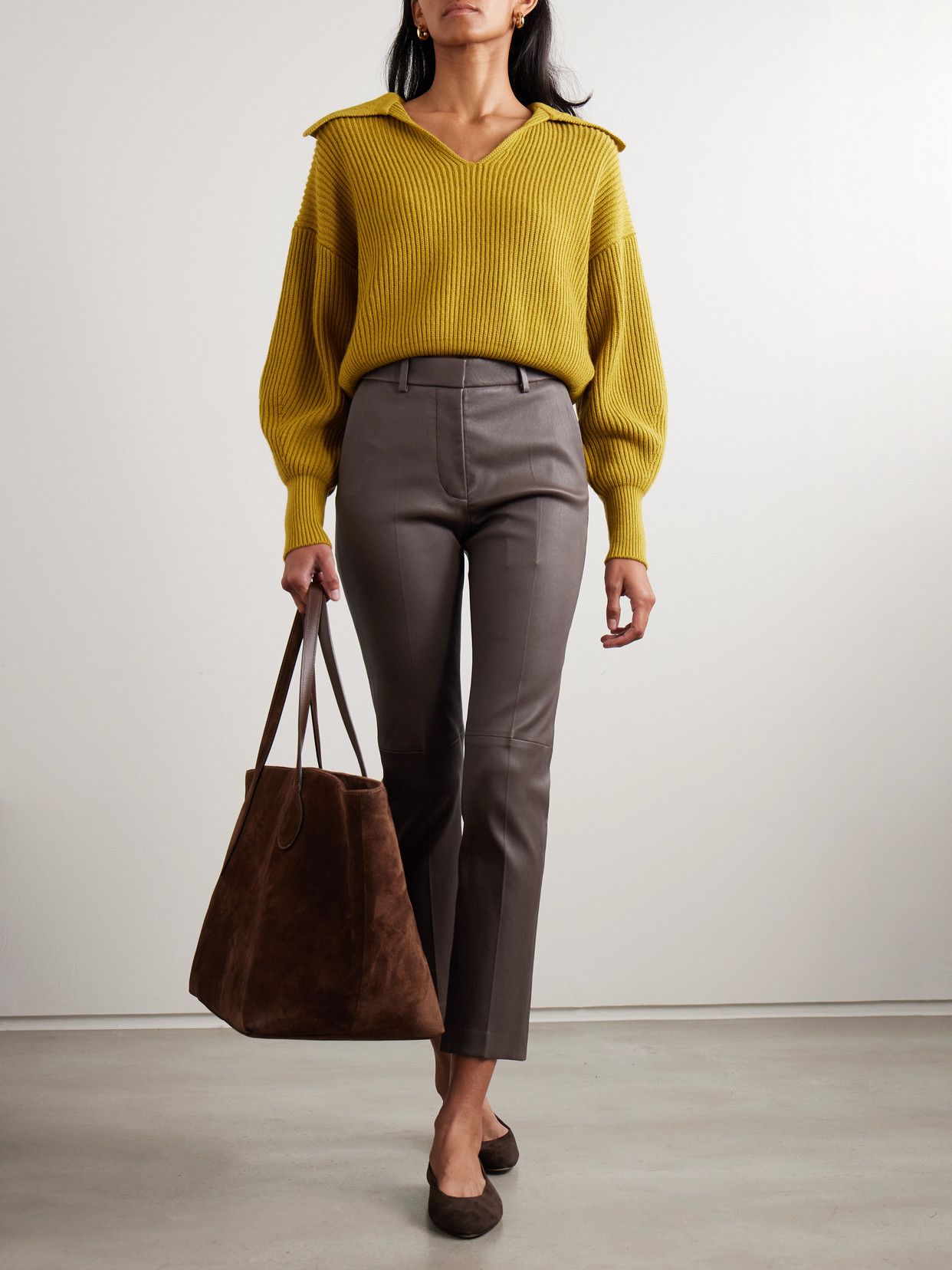 Joseph Coleman Leather Slim-fit Pants In Neutral