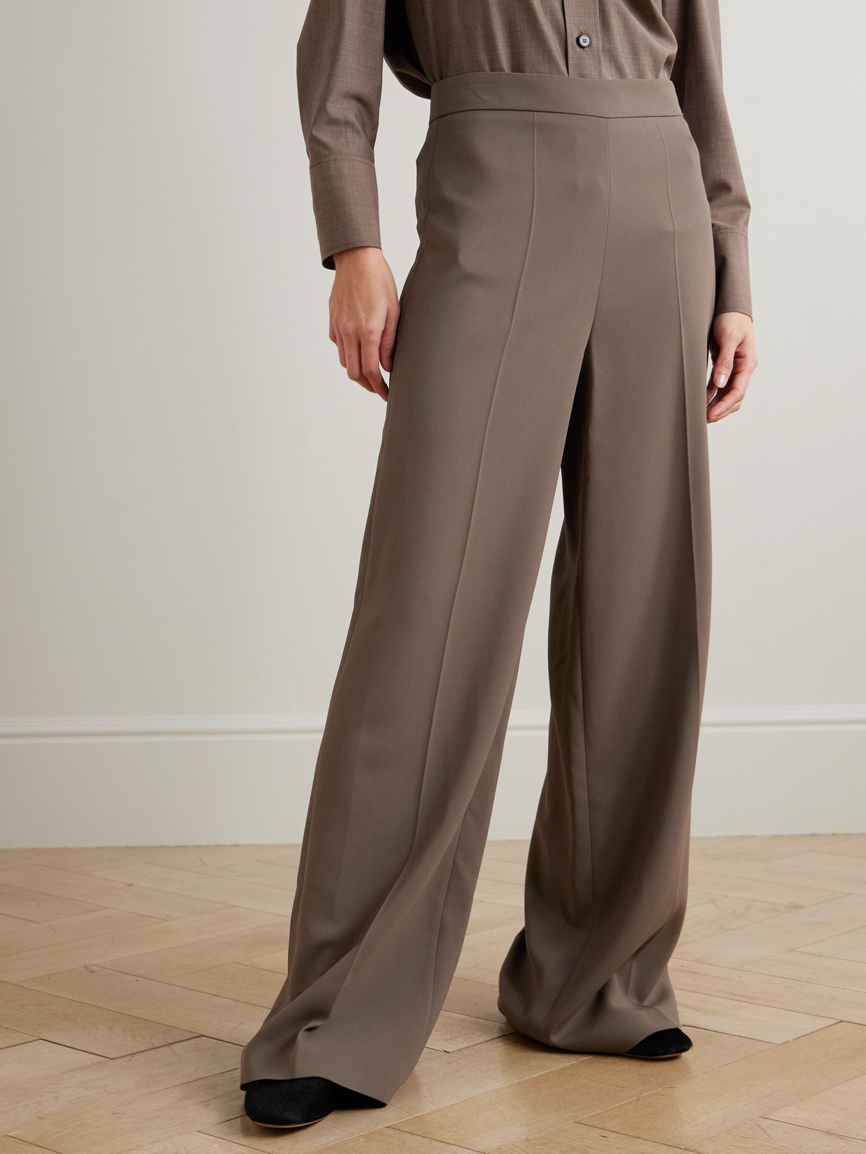 Joseph Alane Crepe Wide-leg Pants In Brown