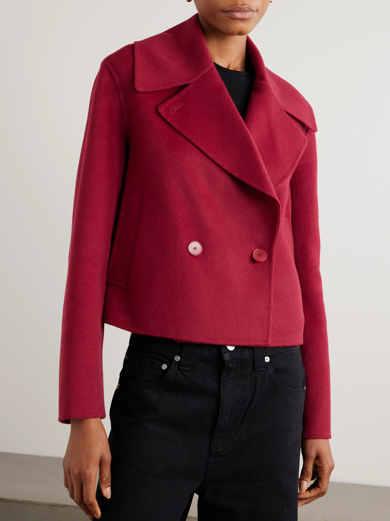 Delano Cropped Wool And Cashmere-Blend Double-Breasted Jacket