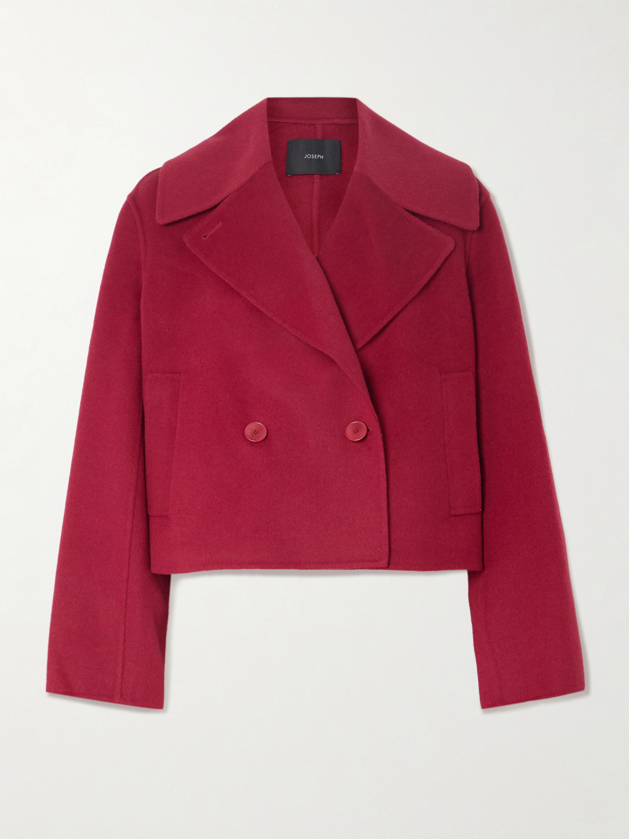 Joseph Delano Cropped Wool And Cashmere-blend Double-breasted Jacket In Red