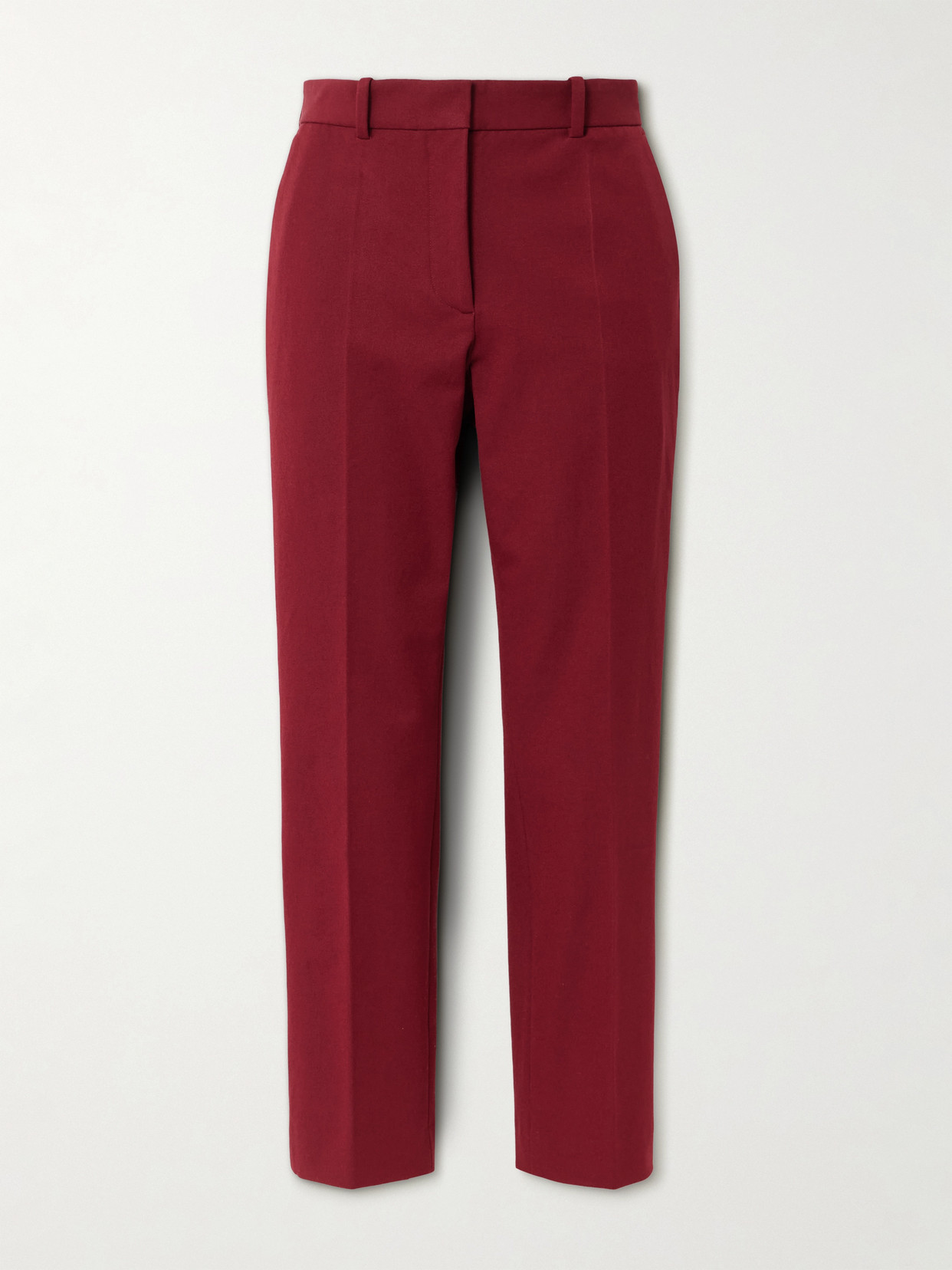 Joseph Coleman Cropped Stretch-twill Straight-leg Pants In Burgundy