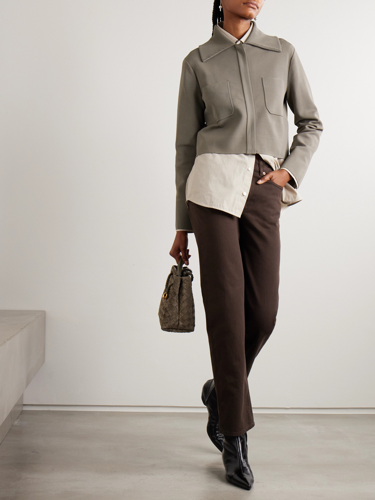 Milano Cropped Stretch-Knit Jacket