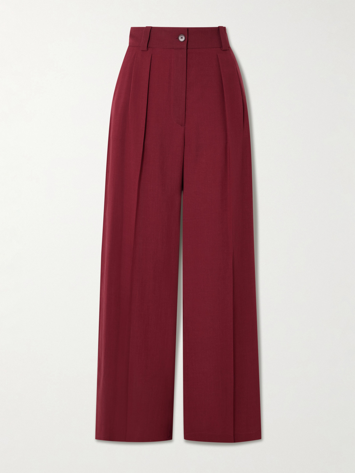 Joseph Forest Pleated Wool-blend Crepe Wide-leg Pants In Red