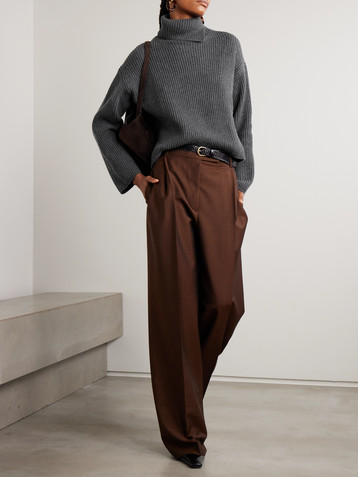 JOSEPH Ribbed wool, silk and cashmere-blend turtleneck sweater