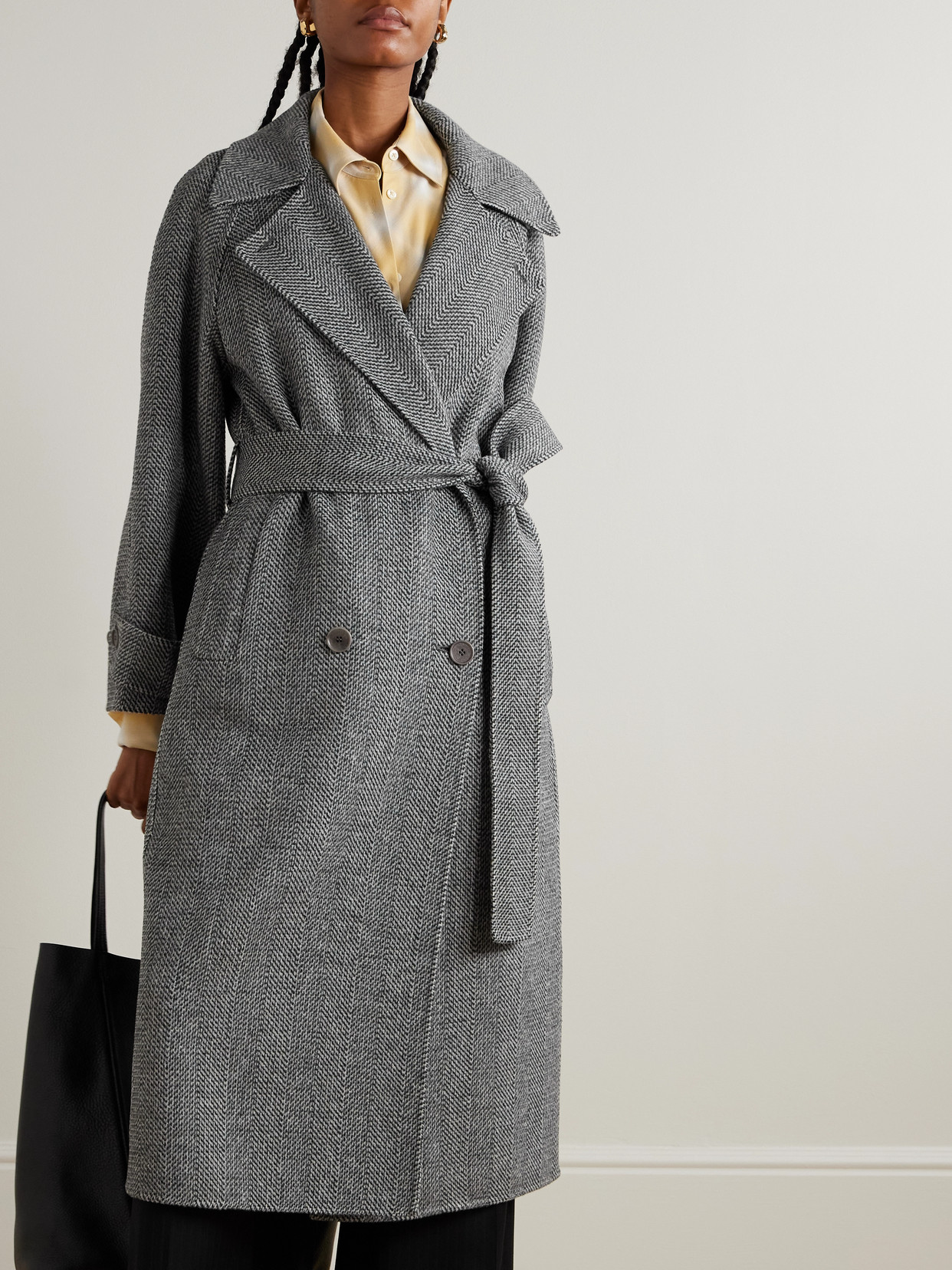 Navarre Belted Herringbone Coat