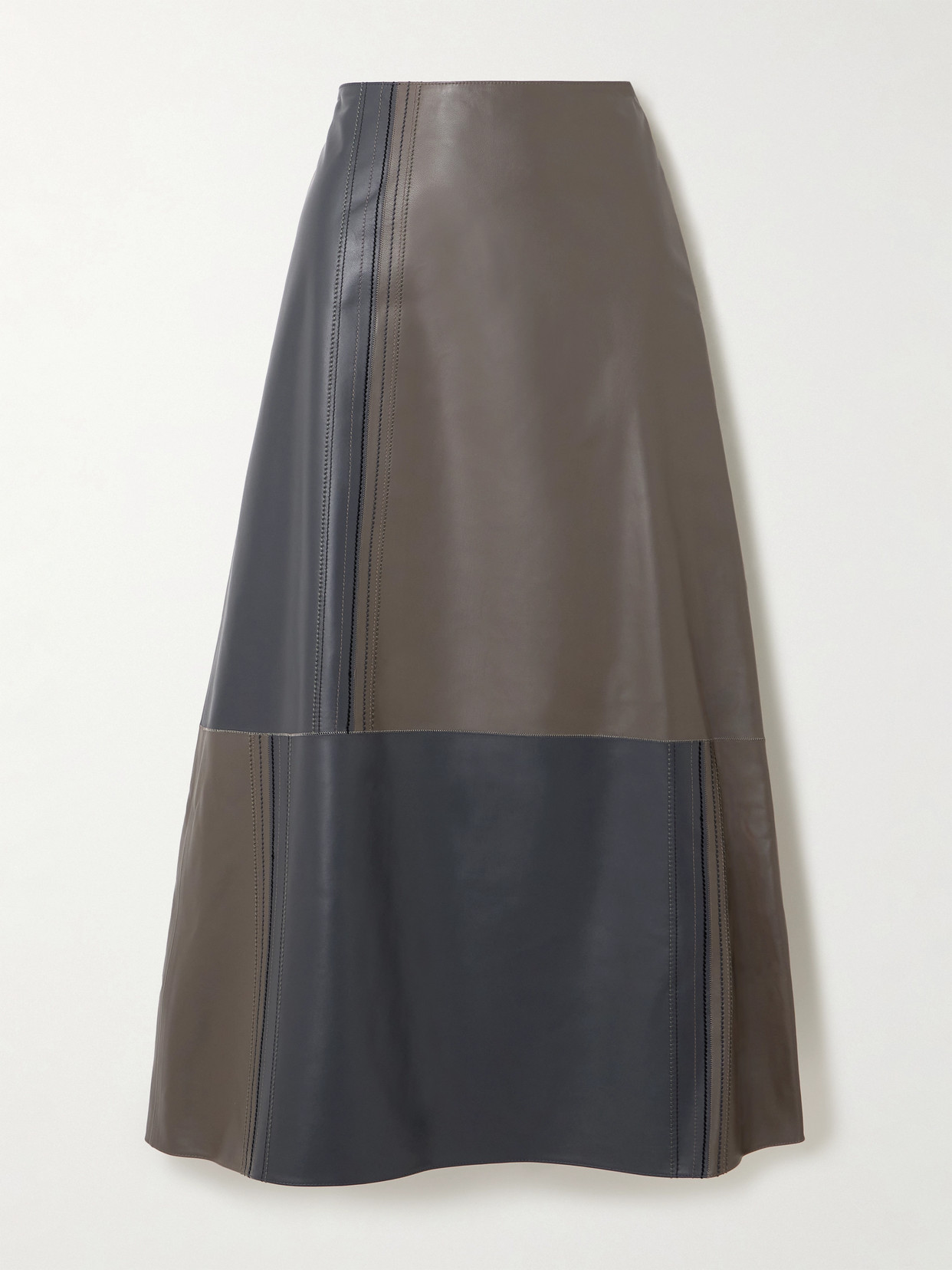 Joseph Cezanne Paneled Leather Midi Skirt In Gray