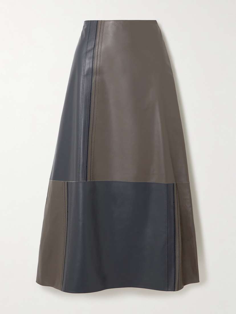 Joseph Cezanne Paneled Leather Midi Skirt
