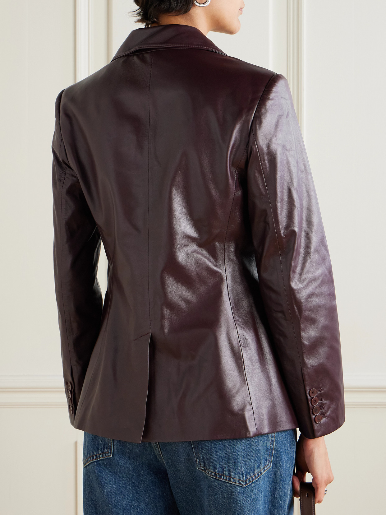 Joseph Glenview Leather Blazer In Brown