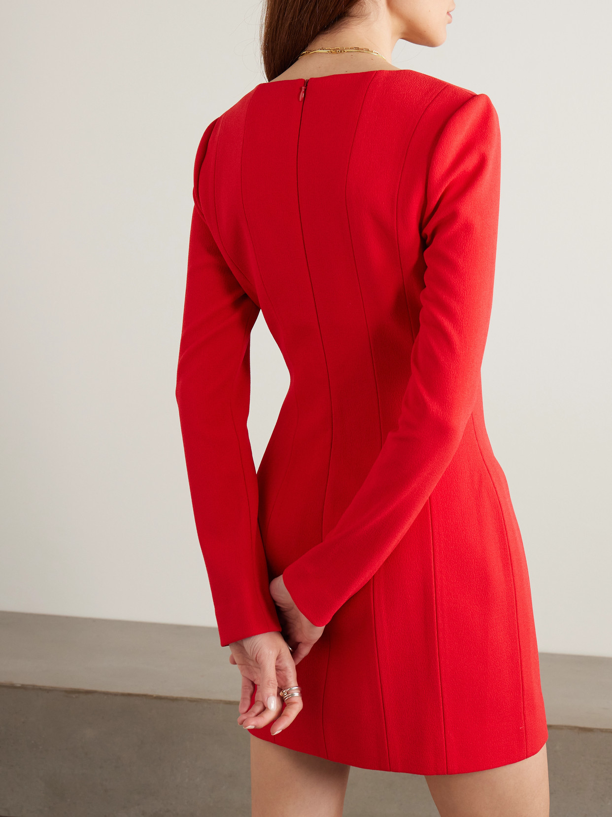 Rebecca Vallance Cameron Button-embellished Crepe Mini Dress In Red