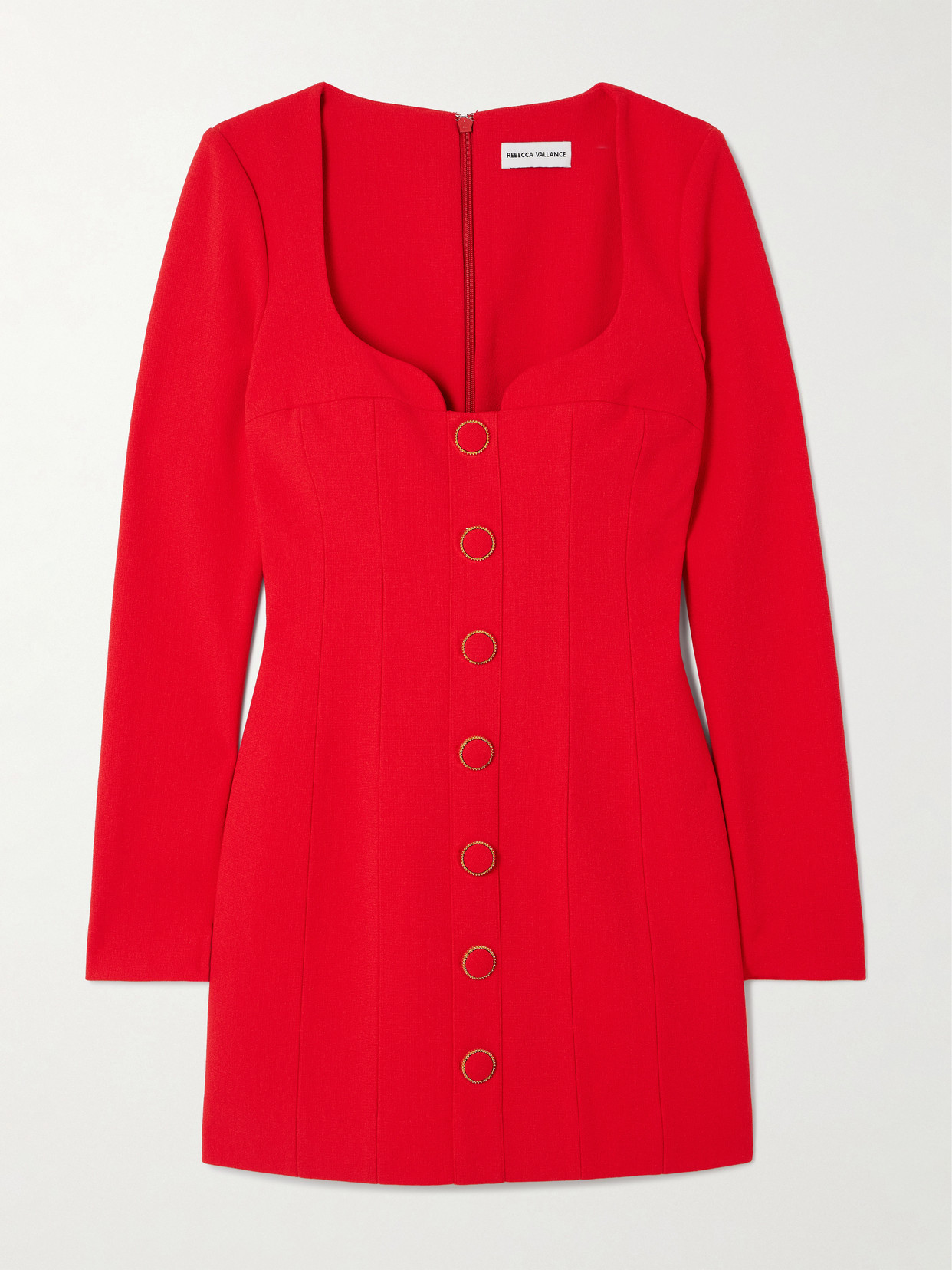 Rebecca Vallance Cameron Button-embellished Crepe Mini Dress In Red