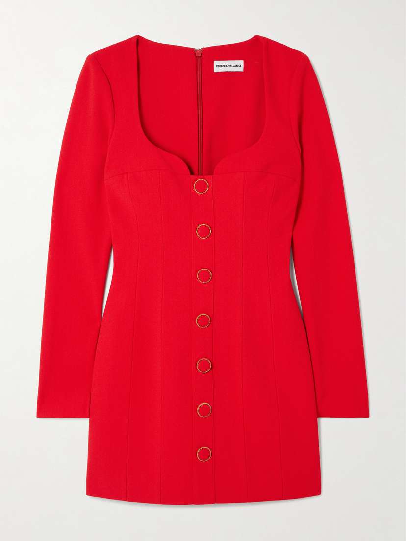 Rebecca Vallance Cameron Button-embellished Crepe Mini Dress