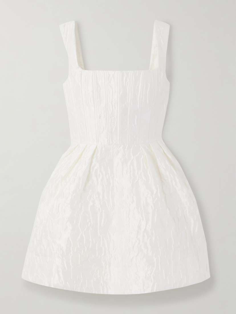 Rebecca Vallance Vanilla Dreams Pleated Cloqué Mini Dress