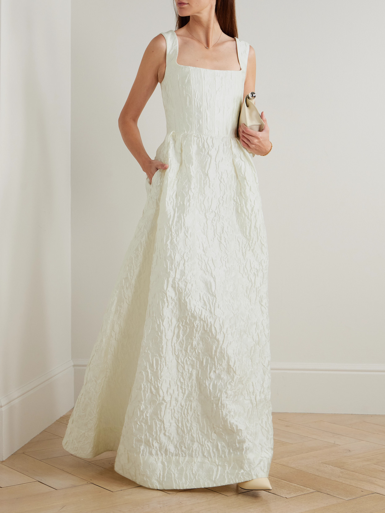 Rebecca Vallance Vanilla Dreams Cloqué Gown In White