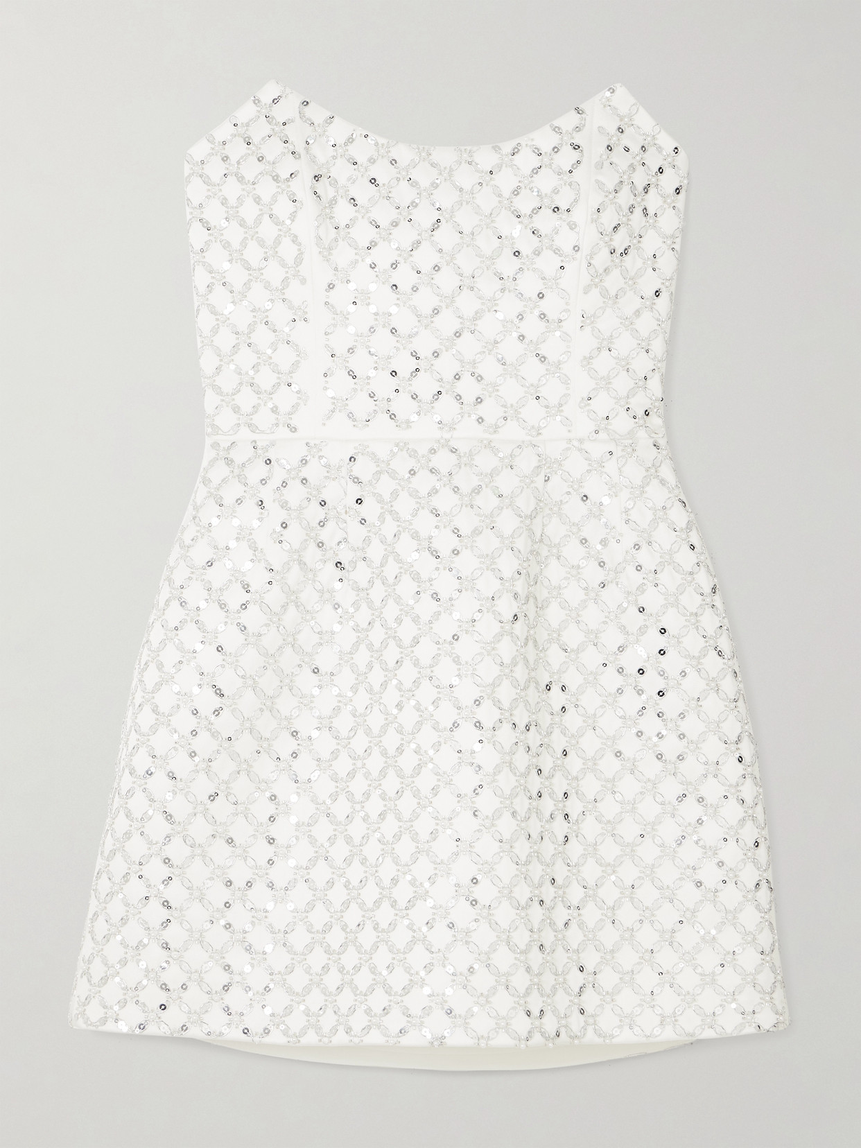 Rebecca Vallance Alix Embellished Twill Mini Dress In White