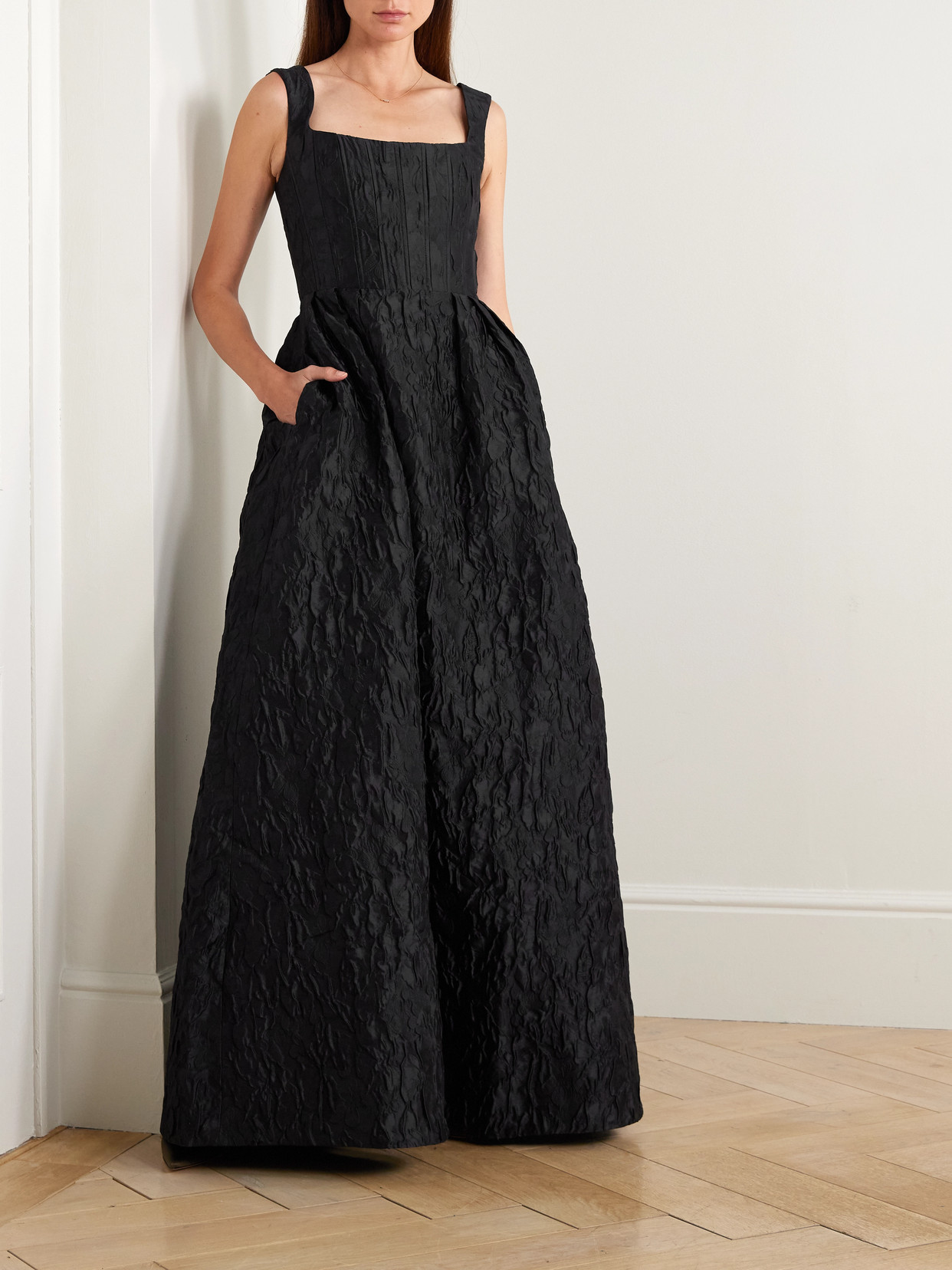 Rebecca Vallance Vanilla Dreams Cloqué Gown In Black