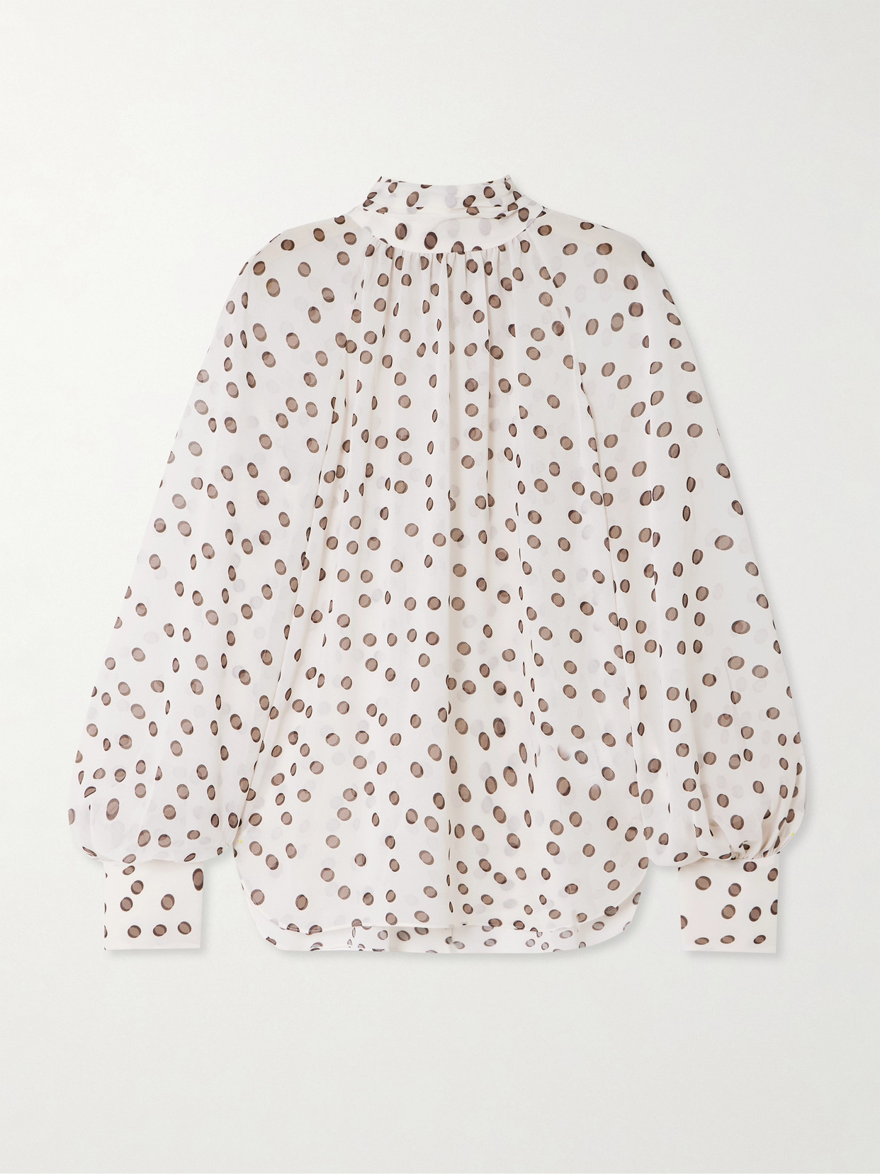 Rebecca Vallance Candice Polka-dot Crepe De Chine Turtleneck Blouse In Animal Print