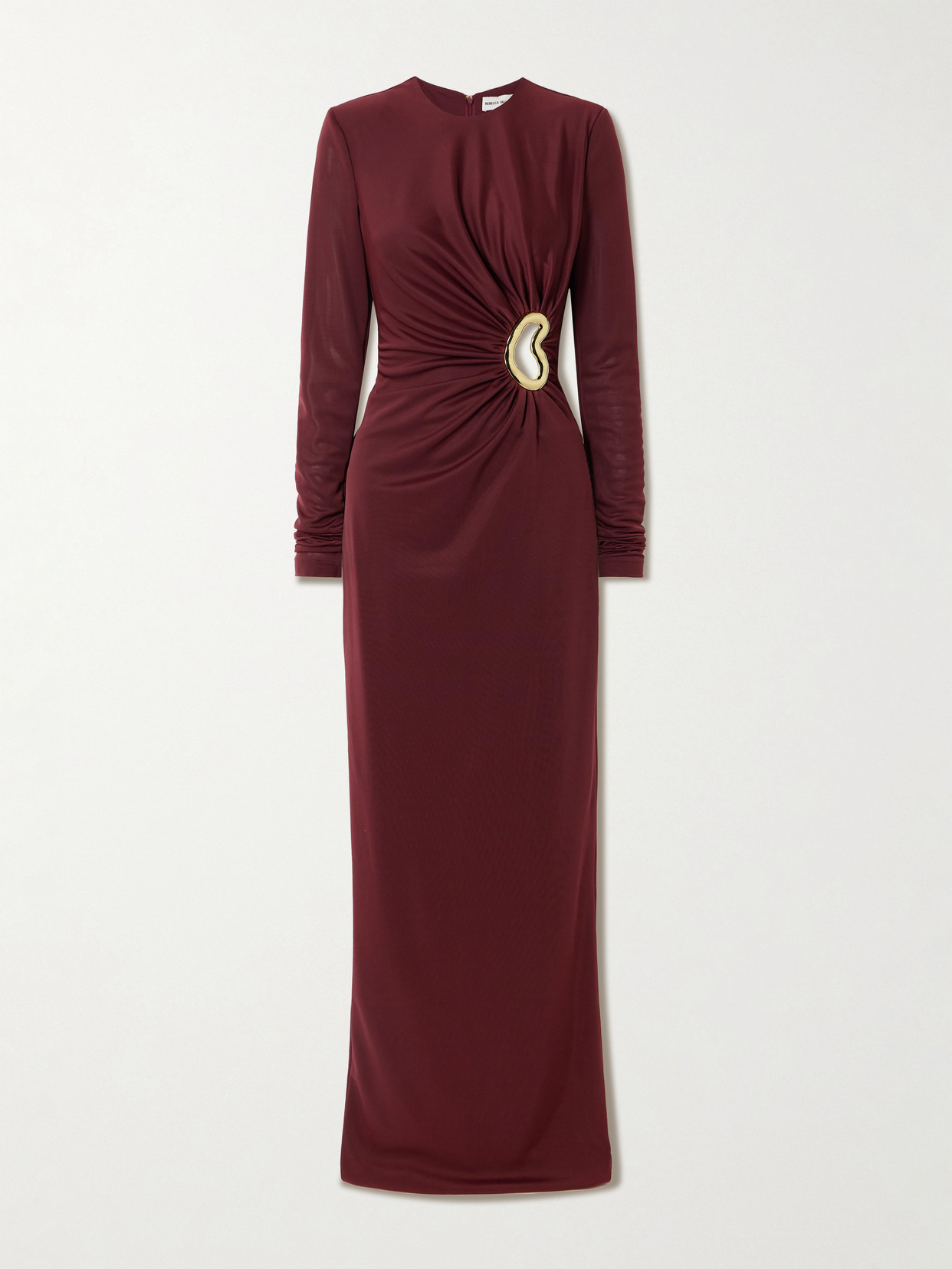 Rebecca Vallance Mischa Embellished Gathered Stretch-jersey Gown In Burgundy