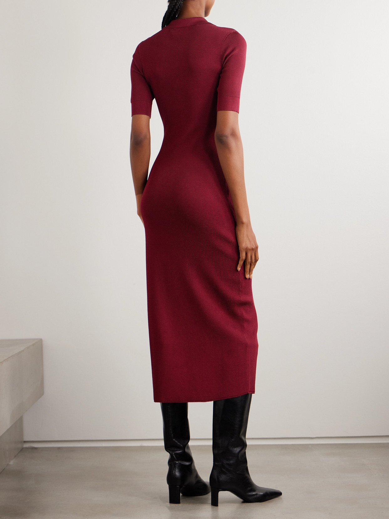 Rebecca Vallance Reagan Ribbed Jersey Midi Dress In Multi