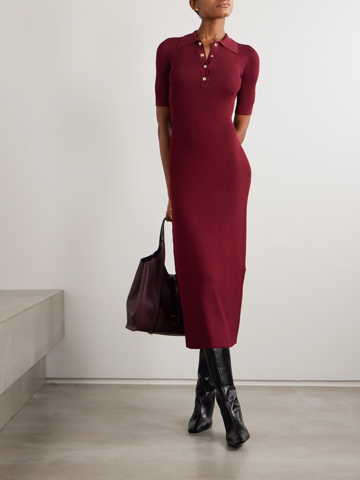 Rebecca Vallance Reagan Ribbed Jersey Midi Dress In Multi