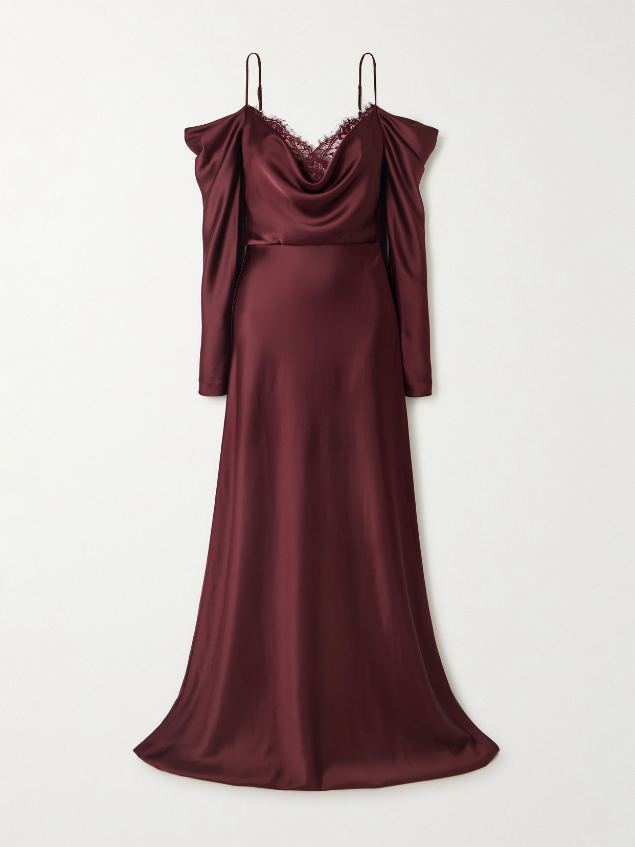 Rebecca Vallance - Avalon Lace-trimmed Satin Gown - Burgundy