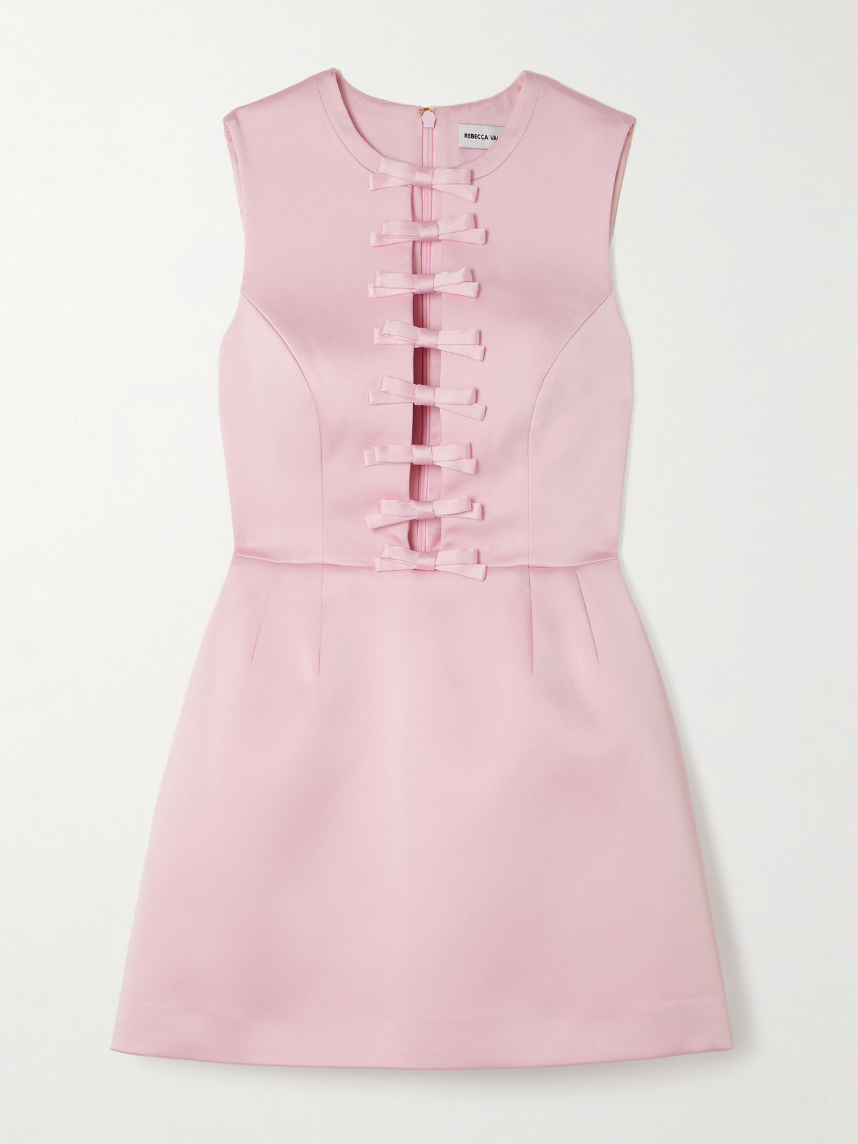 Rebecca Vallance Aymee Bow-embellished Satin-twill Mini Dress In Pattern