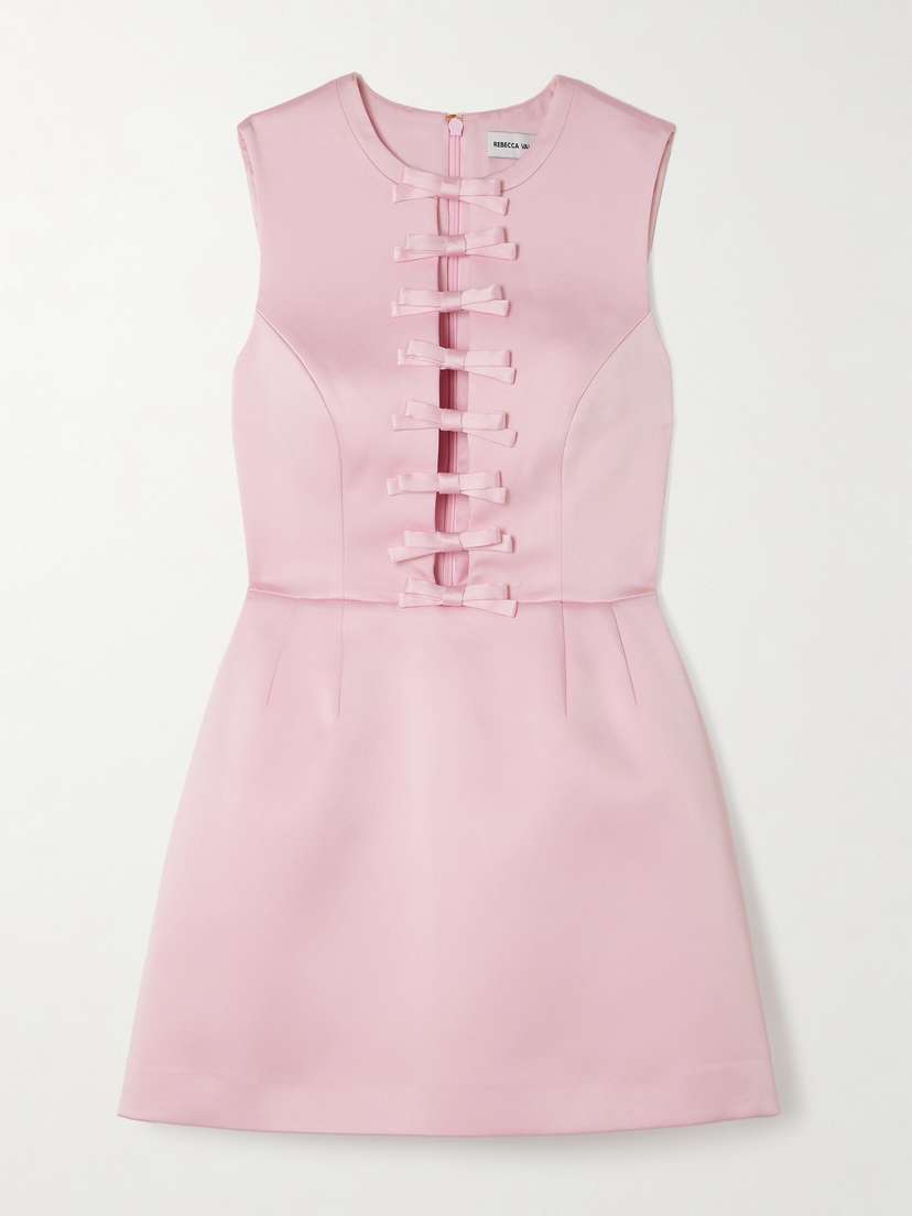 Rebecca Vallance Aymee Bow-embellished Satin-twill Mini Dress