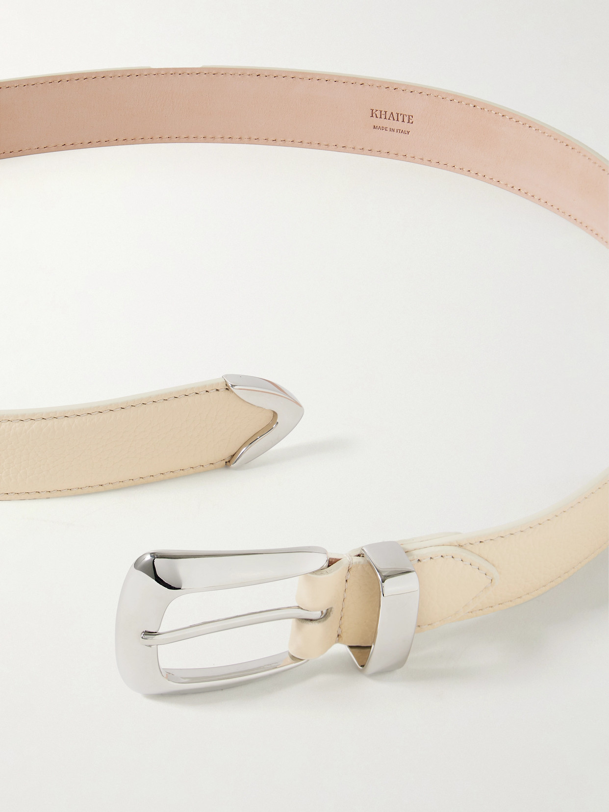 Khaite Benny Textured-leather Belt In Ivory