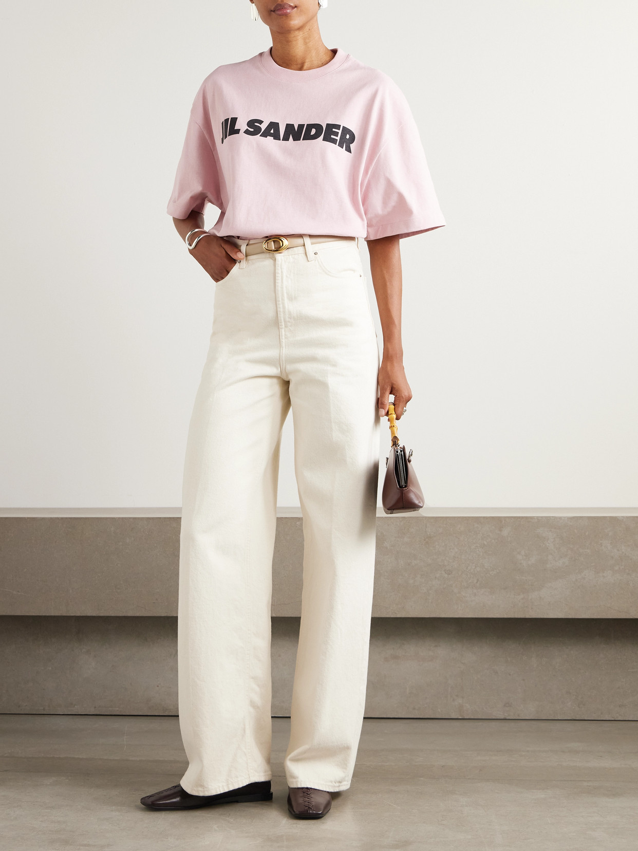 Jil Sander Printed Cotton-jersey T-shirt In Pink