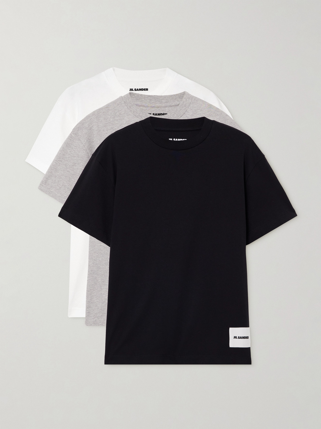 Jil Sander Three-pack Appliquéd Cotton-jersey T-shirts In Multi