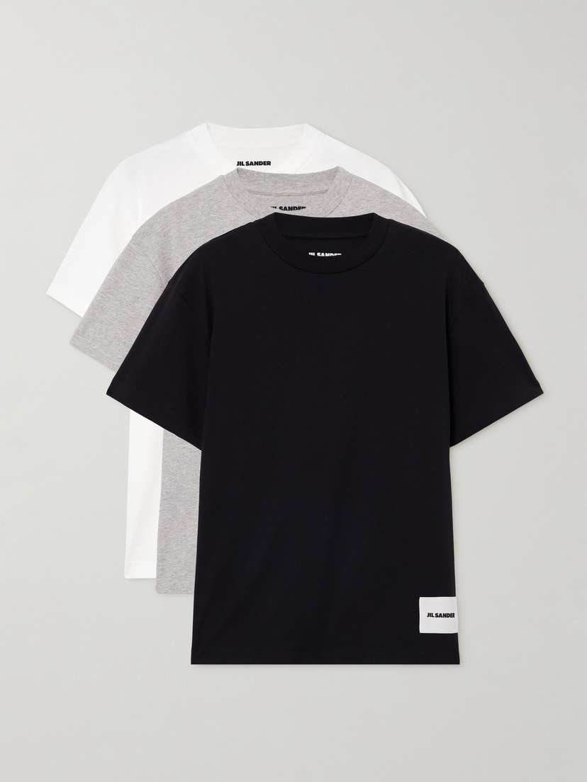 Jil Sander Three-pack Appliquéd Cotton-jersey T-shirts