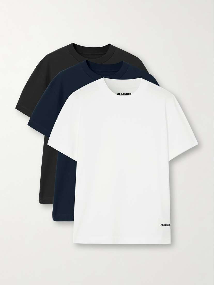 Jil Sander Three-pack Appliquéd Cotton-jersey T-shirts
