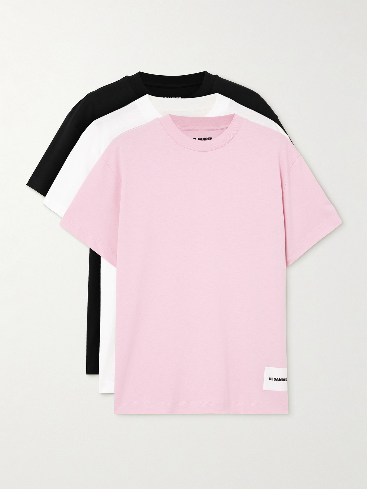 Jil Sander Three-pack Appliquéd Cotton-jersey T-shirts In Multi