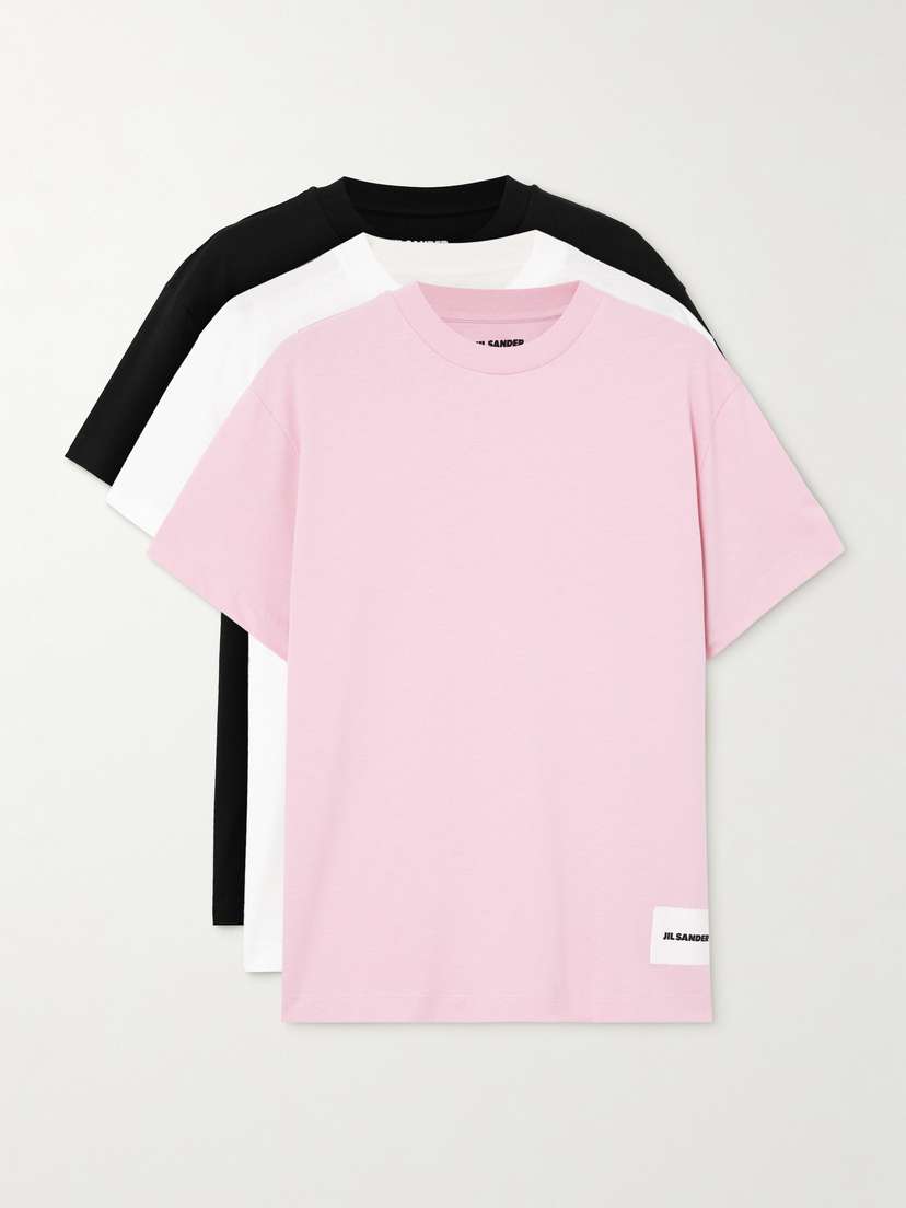 Jil Sander Three-pack Appliquéd Cotton-jersey T-shirts