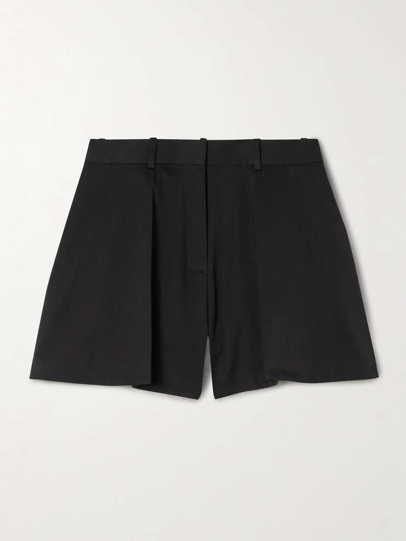 Loewe Pleated Cotton And Silk-blend Sateen Shorts