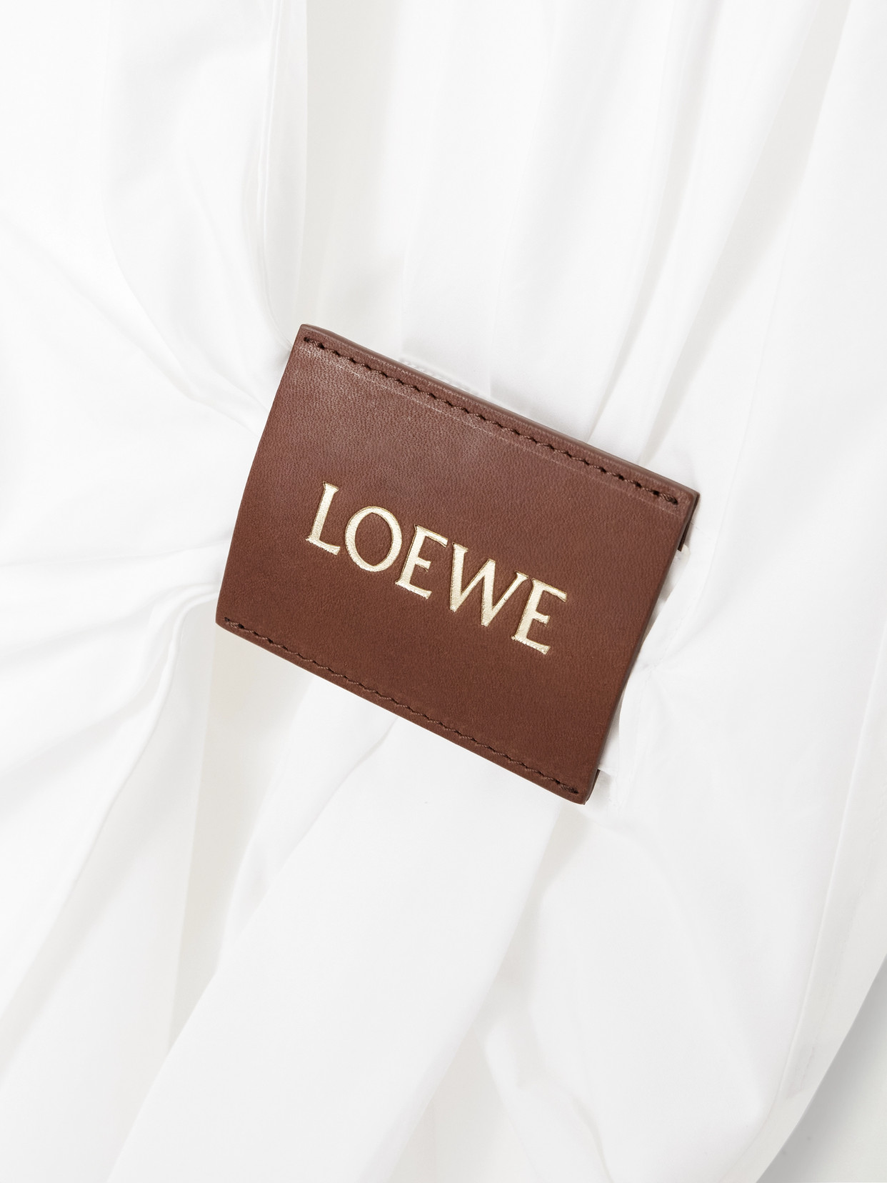Loewe Wrap-effect Leather-trimmed Cotton-poplin Shirt In White