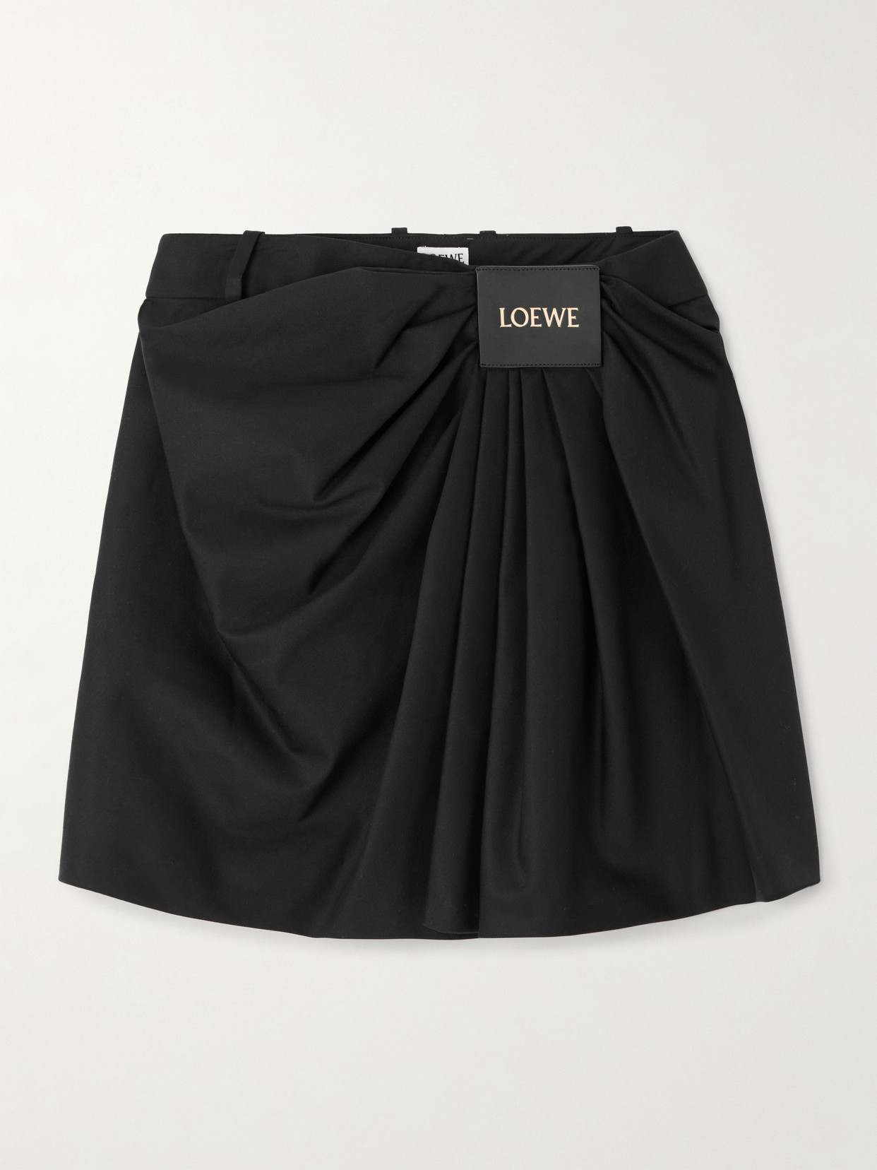 LOEWE - Draped Cotton And Silk-blend Twill Mini Skirt - Black