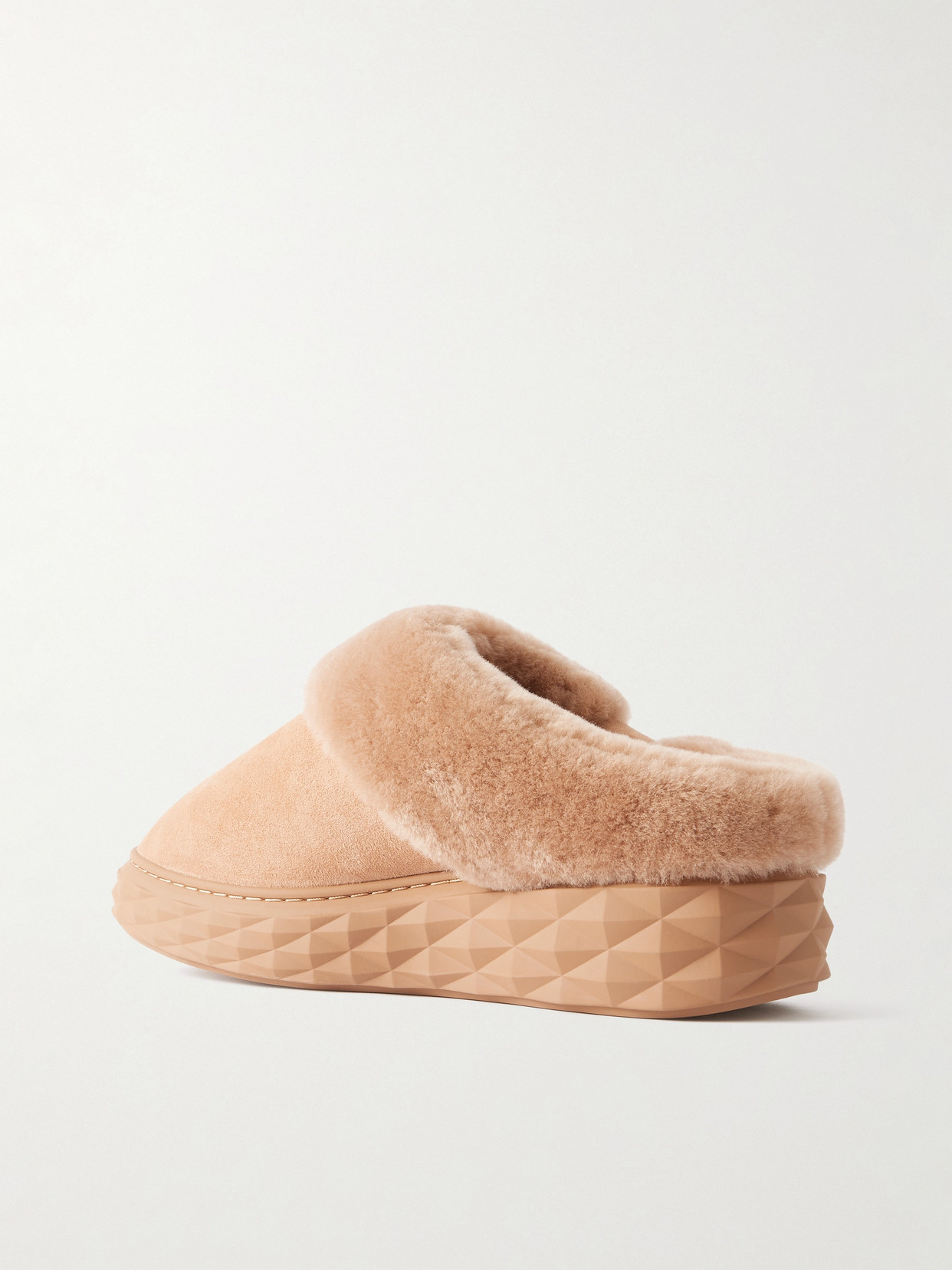 Jimmy Choo Diamond Shearling Mules In Pink