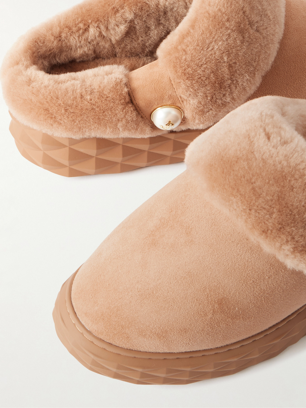 Jimmy Choo Diamond Shearling Mules In Pink