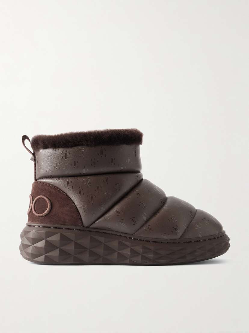 Jimmy Choo Xan Shearling-lined Quilted Logo-embossed Leather Boots
