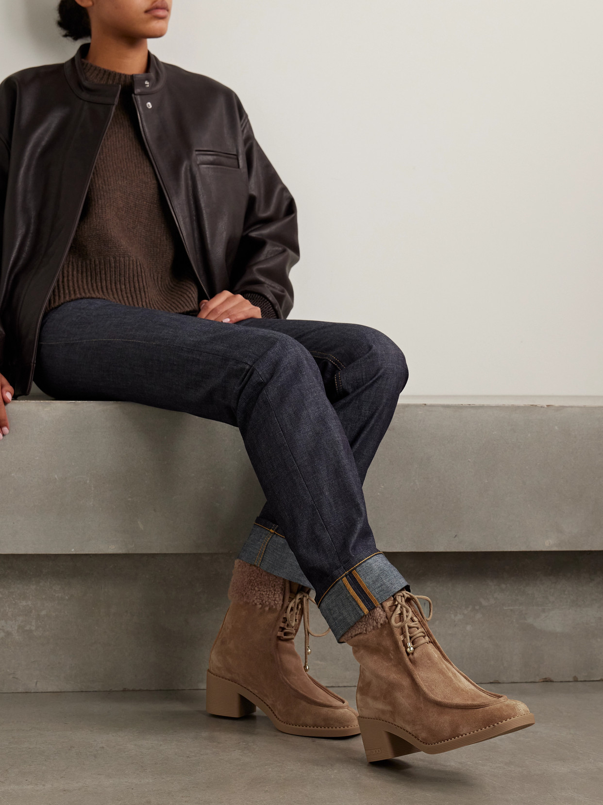 Hali 60 Shearling-Trimmed Ankle Boots