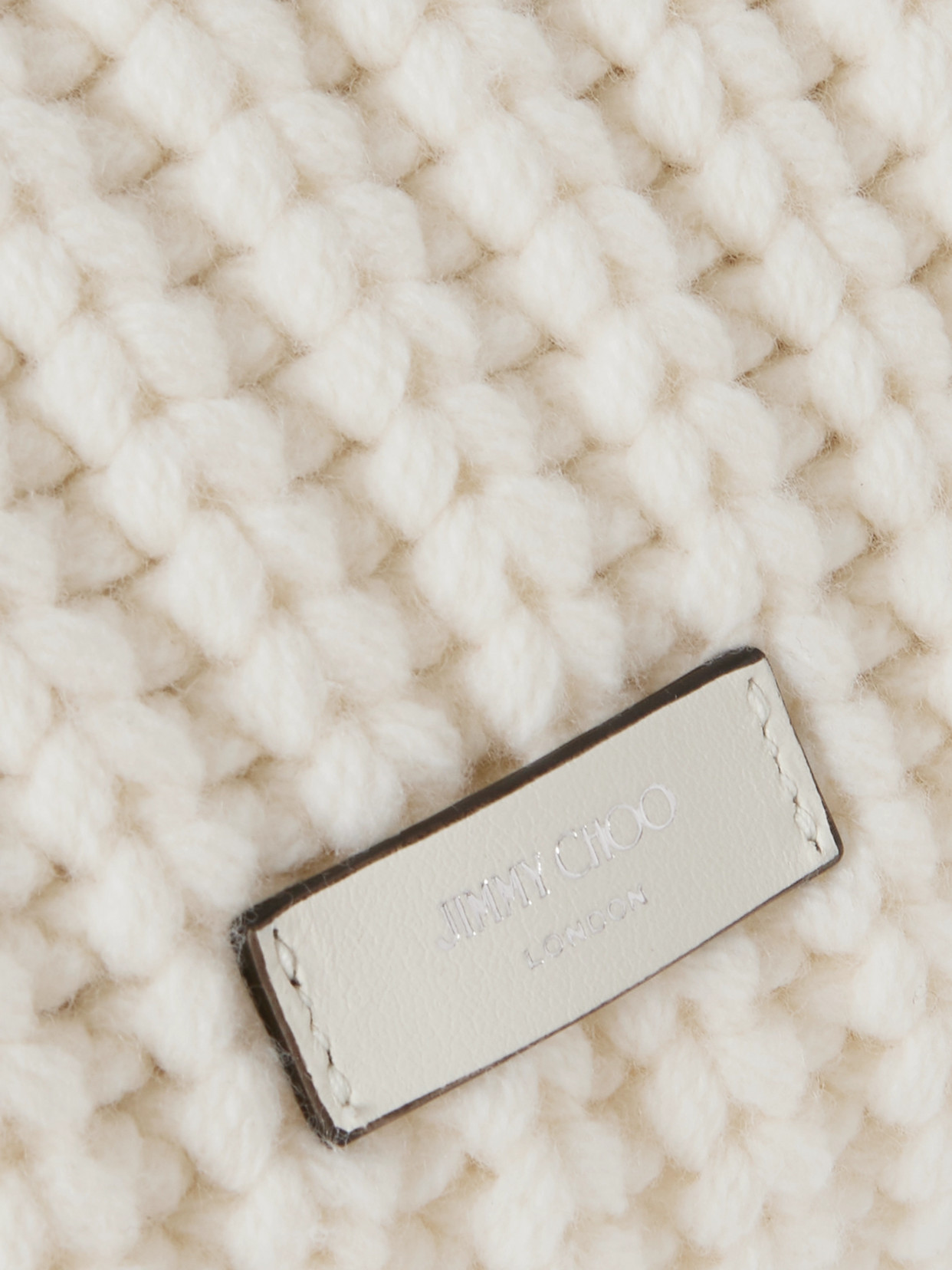 Jimmy Choo Bon Bon Leather-trimmed Cable-knit Wool Shoulder Bag In White
