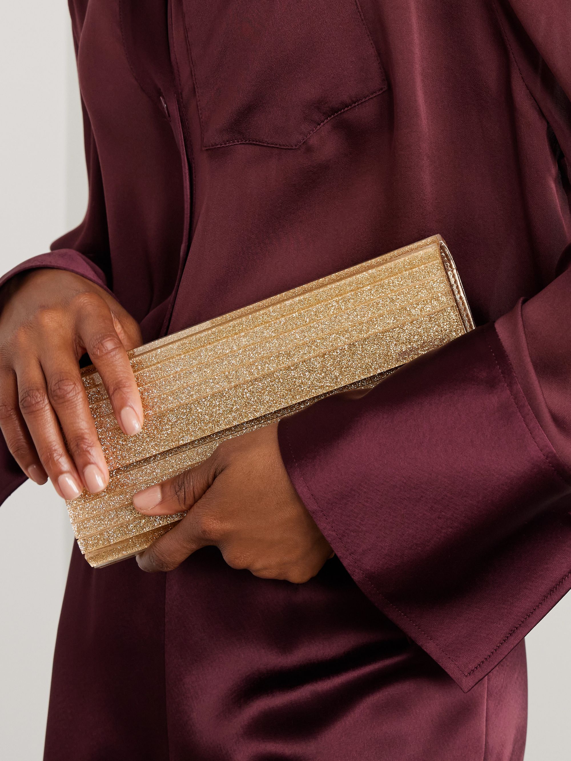 Sweetie glittered resin clutch - gold - One Size