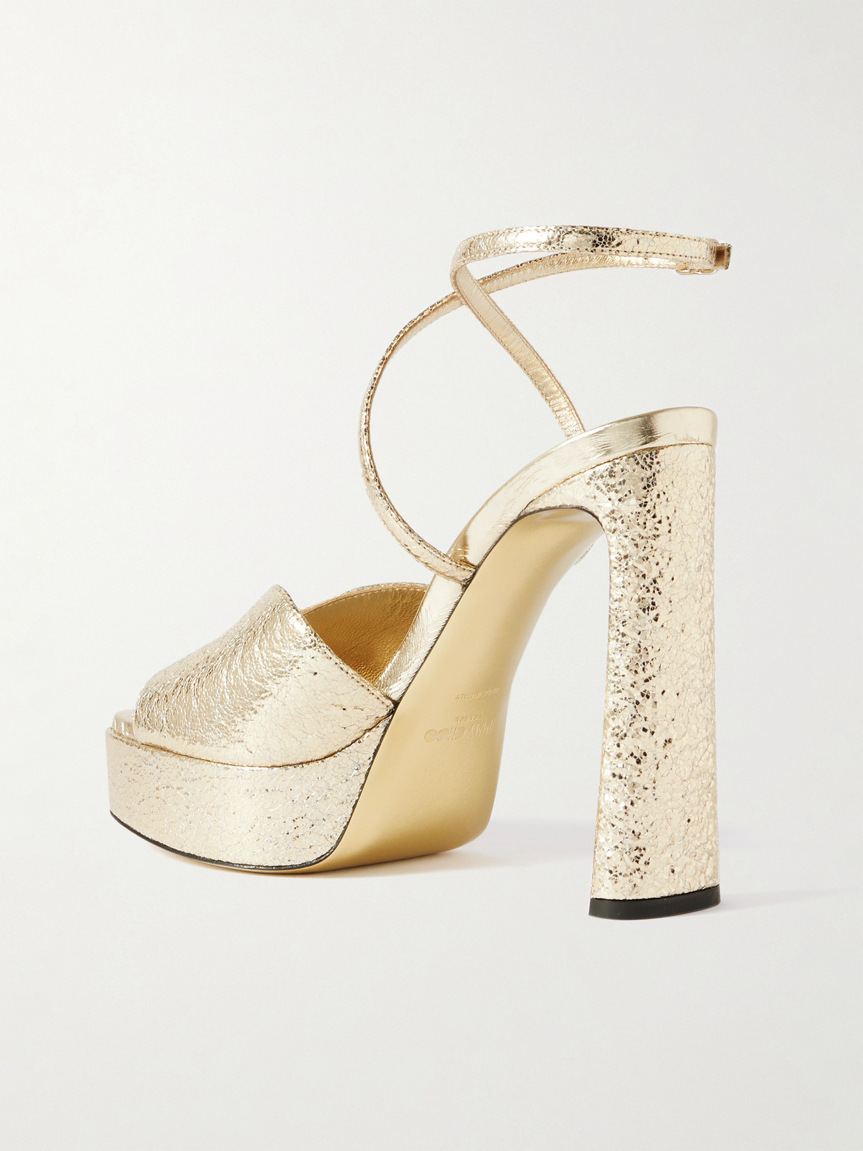 Karli 125 Metallic Textured-Leather Platform Sandals