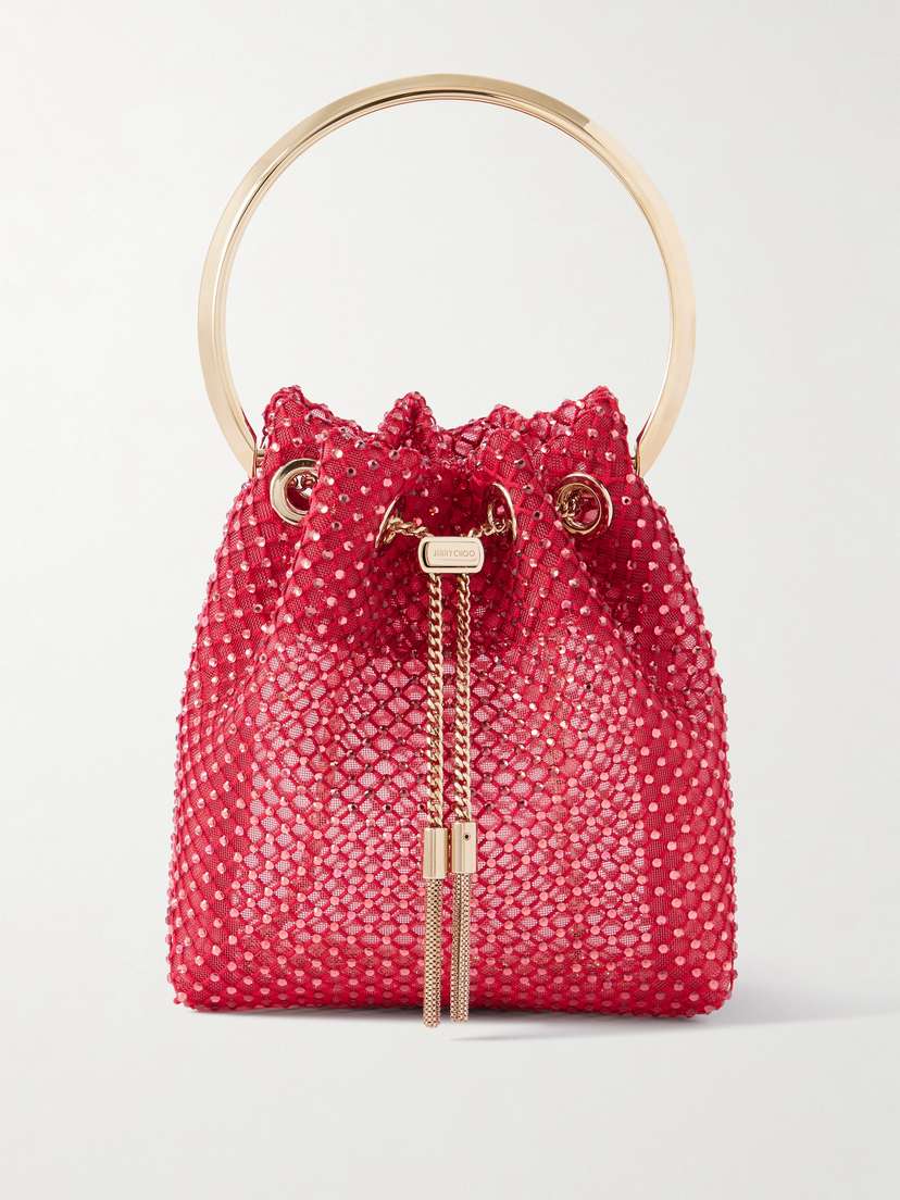 Jimmy Choo Bon Bon Crystal-embellished Mesh Bucket Bag