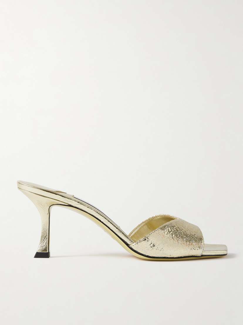 Jimmy Choo Skye 70 Cracked Metallic Mules