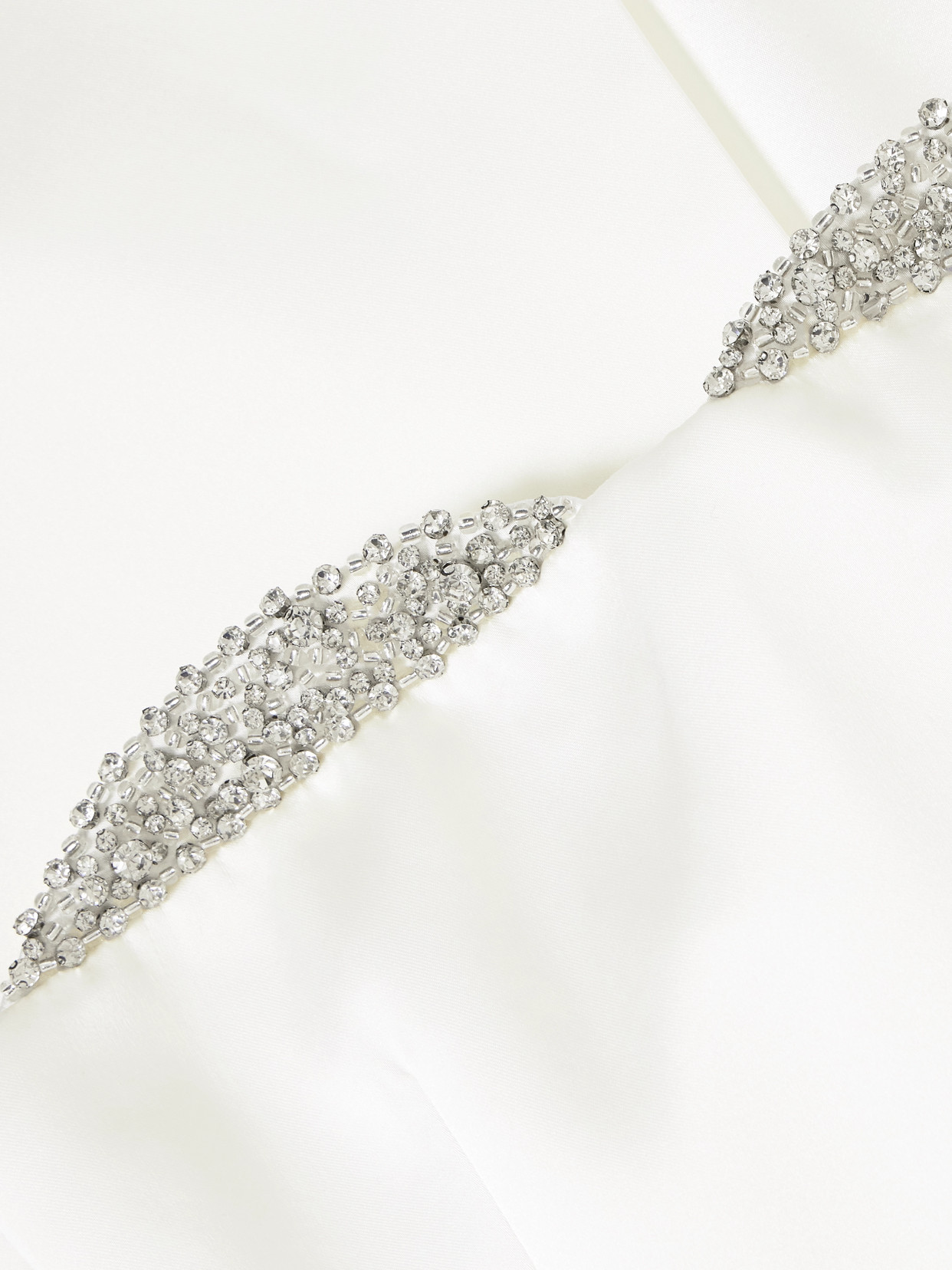 The New Arrivals Ilkyaz Ozel Noele Strapless Crystal-embellished Satin Gown In White